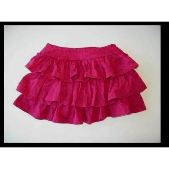 NWT Baby Gap kids magenta pink leopard print tiered ruffle skirt skort pull on 3 - Picture 1 of 2